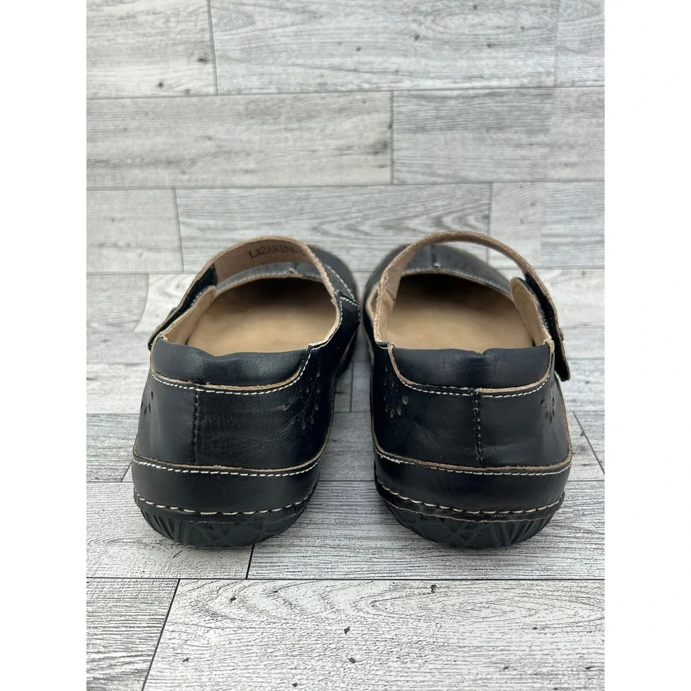 L'Artiste Spring Step Lazarina-B Black Leather Mary Jane Flats Women  EU 38 US 8